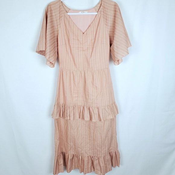 Tularosa Everly Dress in Blush Midi Ruffle - Picture 4 of 8